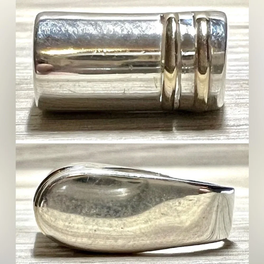 Vintage Designer Krypell Sterling Silver & 14K Gold Modernist Dome Ring, Size 5